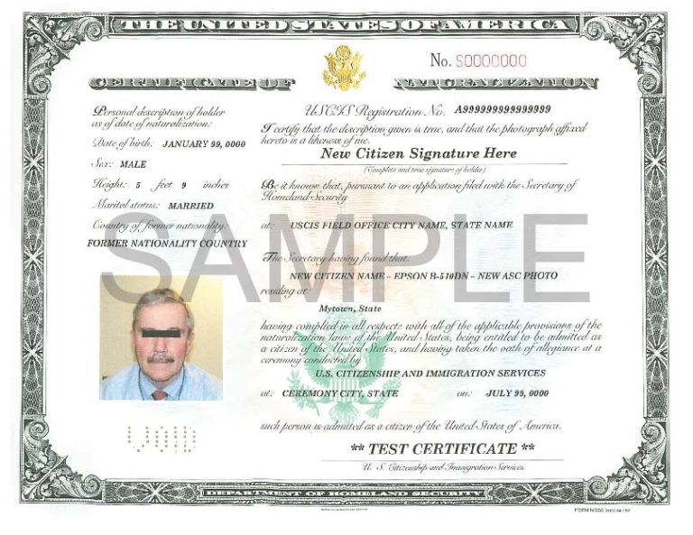 美国入籍证明公证认证，Certificate of Naturalization 中国领事代理服务中心
